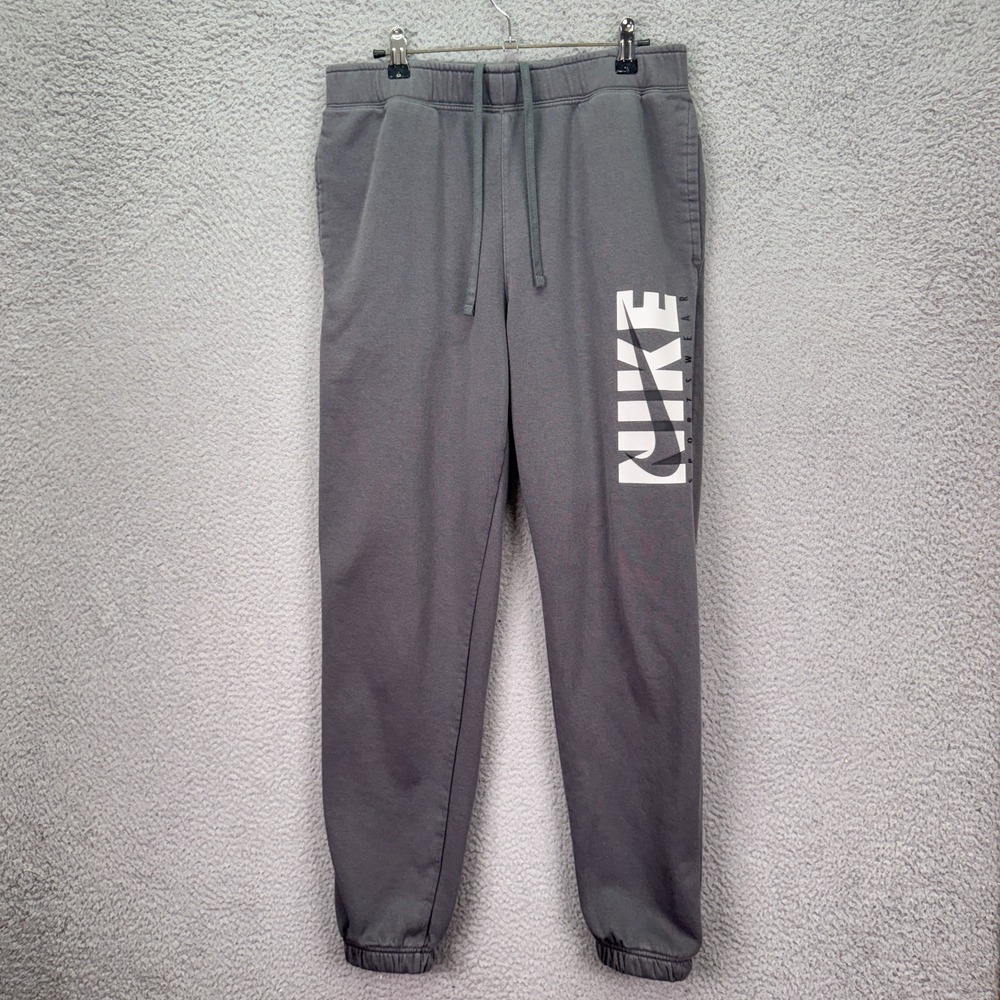 Nike Joggers Mens M Gray Fleece Sweatpants‎ Lounge Comfort Gym Everyday